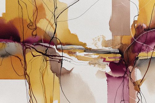 Peinture abstraite - Or Bordeaux Mystérieux et dynamique sur Joriali Art abstrait