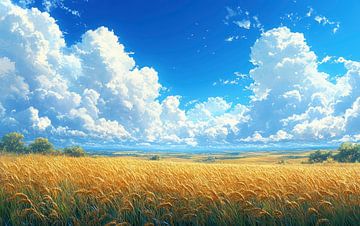 Golden Fields Under a Radiant Sky