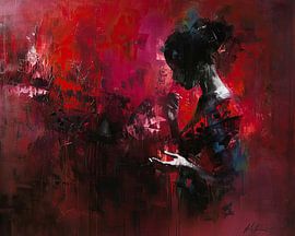 Frauen Malerei Rot Schwarz