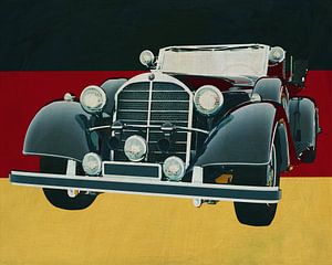 Mercedes 770K Limousine von 1938 vor der deutschen Flagge
