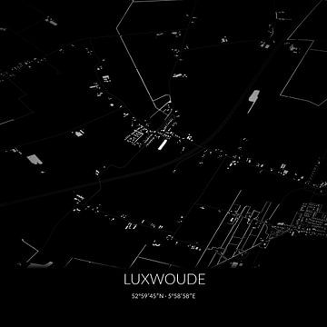 Schwarz-weiße Karte von Luxwoude, Fryslan. von Rezona