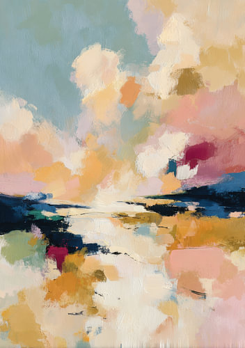 Abstract horizon composition in pastel and dark blue