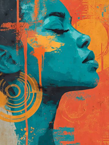 Geometric soul - Abstract profile between circles and lines