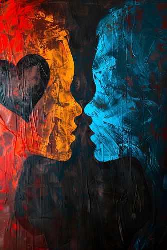 Abstract  van twee gezichten en een hart