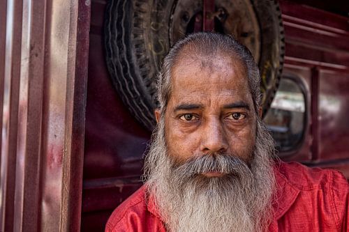 portrait d'un vieil Indien gris avec une barbe