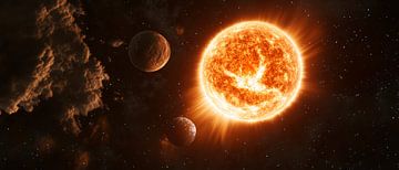 Zonsopgang over verre planeten van Poster Art Shop