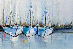 Aquarel jachthaven van Matthias Rehme