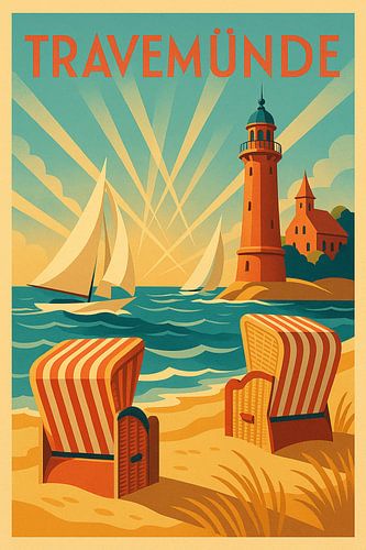 Travemünde Poster - Baltische Zee Vuurtoren Muurkunst