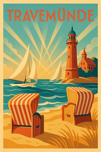 Travemünde Poster - Ostseeleuchtturm Wandkunst von Travel Shop