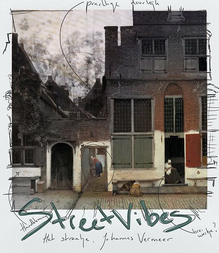 Streetvibes - Het straatje van Johannes Vermeer in een speelse Polaroid