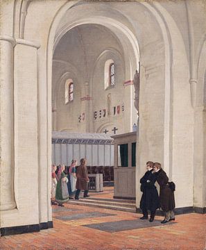 Constantin Hansen, Teil des Innenraums der Kirche von Ringsted Im Vordergrund Constantin Hansen und Jørgen Roed, 1829 von Atelier Liesjes