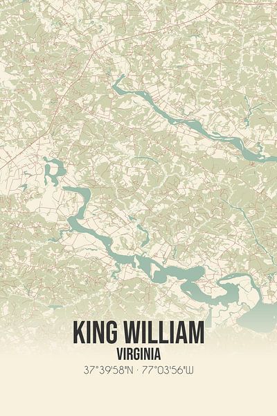 Vintage map of King William (Virginia), USA. by Prints of Place