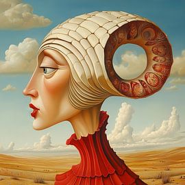 Woman with hat by Linda van Hagen