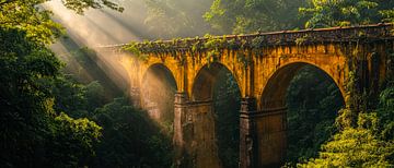Morgensonne über alten Brückenuntergang von Poster Art Shop