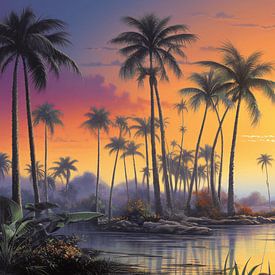 Tropische Zonsondergang: Bruce Pennington Geïnspireerde Panorama van Surreal Media