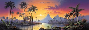 Tropische Zonsondergang: Bruce Pennington Geïnspireerde Panorama van Surreal Media