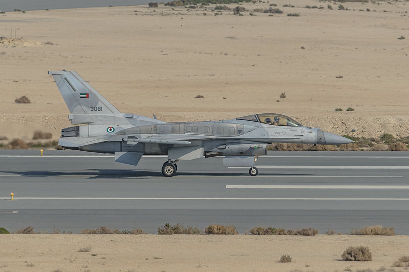 Take-off UAEAF Lockheed Martin F-16E during BIAS 2016. by Jaap van den Berg