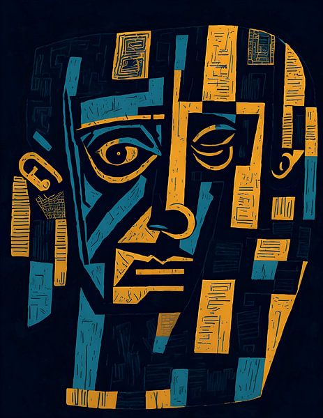 Hoofd van een man, abstract van Jan Bechtum