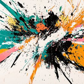 Explosieve verfspatten abstract schilderij van Art & Soul Creations