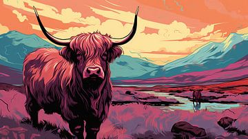 L'élégance des contrastes : le majestueux Highland Cattle en fusion urbaine sur Peter Balan