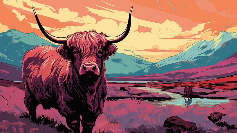 Elegance of contrasts: the majestic Highland Cattle in urban fusion by Peter Balan