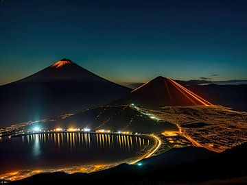 Volcan dans la nuit (a.i. art)