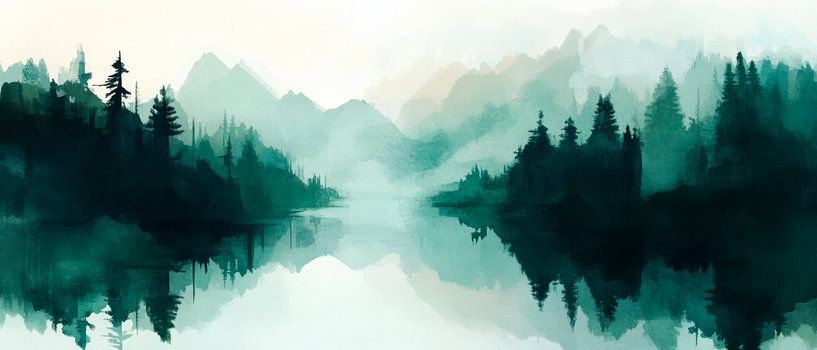 Mountain lake landscape by Poster Art Shop