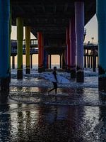 Heure de surf au coucher du soleil
