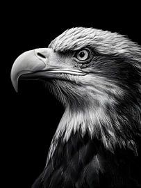 Adler Nahaufnahme – Majestätisches Schwarzweiß Porträt von drdigitaldesign