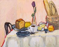 Breakfast with coffee and baquette