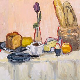 Breakfast with coffee and baquette by Tanja Koelemij