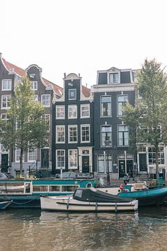 Grachtenpanden Amsterdam | Kleur foto print | Nederland reisfotografie van HelloHappylife