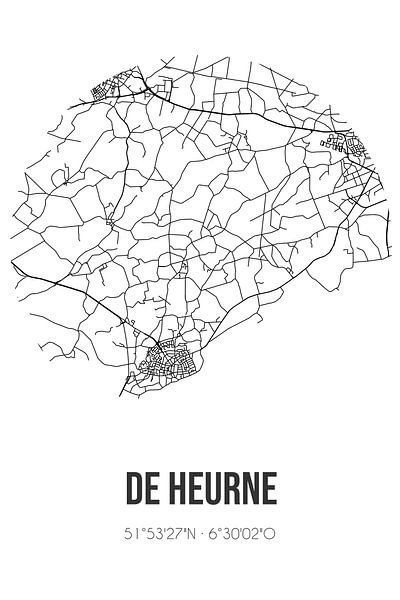 De Heurne (Gelderland) | Map | Black and white by Prints of Place
