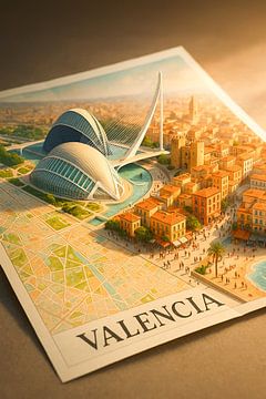 Valencia Architectuur Diorama - Futuristische & Historische Muurdecoratie