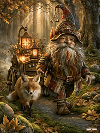 Gnome mit Fuchs im Wald
