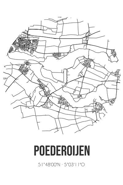Poederoijen (Gelderland) | Map | Black and White by Prints of Place