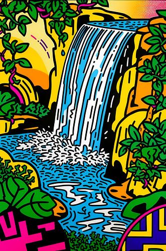 Kleurrijke waterval in natuur