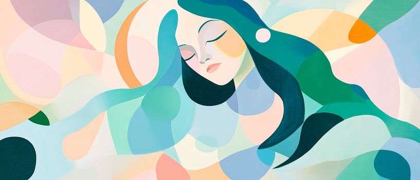 Träumerische Frau in sanften Farben von Poster Art Shop