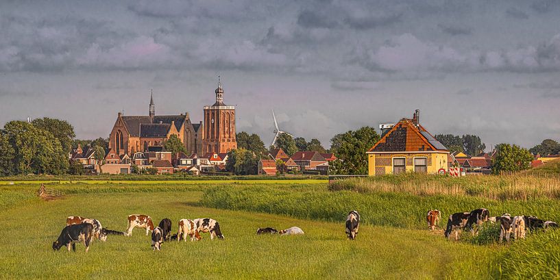 View of the Frisian IJsselmeer town of Workum in spring evening light by Harrie Muis