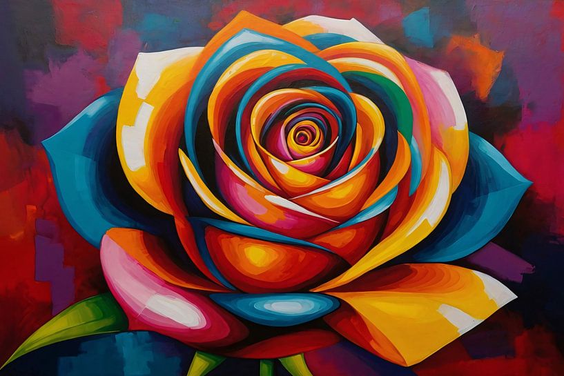 Kleurrijke Abstracte Roos in Levendige Tinten van Art & Soul Creations
