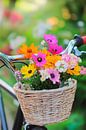 Genieten van bloemen in de fietsmand van Poster Art Shop thumbnail