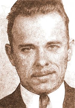 Portrait de John Dillinger - plotter art sur Retrotimes