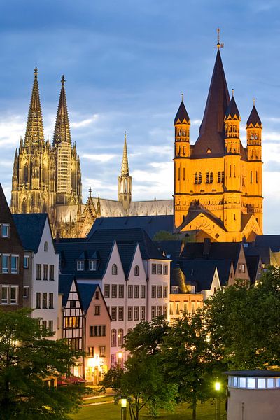 Promenade du Rhin et cathédrale de Cologne la nuit par Werner Dieterich
