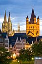 Promenade du Rhin et cathédrale de Cologne la nuit par Werner Dieterich Aperçu