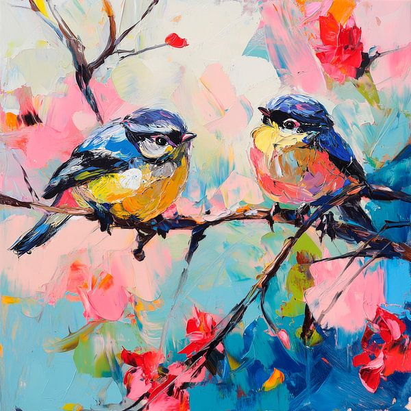 Bunte Vögel im Frühling von Poster Art Shop