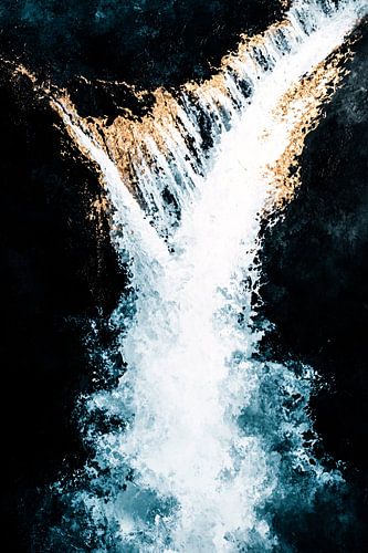 Cascade abstraite avec détails dorés