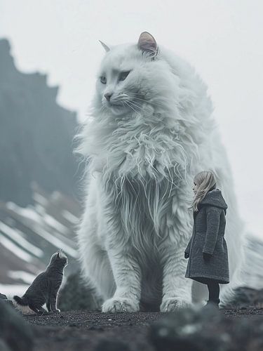 Reusachtige pluizige kat