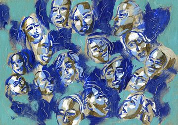 Passanten in blauw van ART Eva Maria
