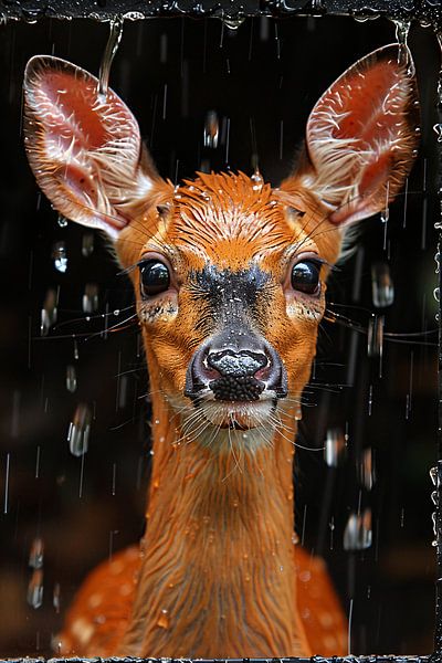 Portrait of a deer in the rain by Art & Soul Creations