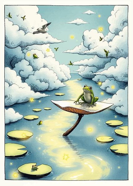 Grenouille sur champignon dans un paysage de rêve par MIROKKU